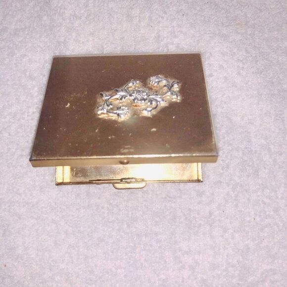 Vintage Metal Coin Holder Money Clip Purse Bronze Trinket Case Compact Lot 2